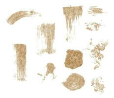 set of champagne gold vector brush stroke elements. photo