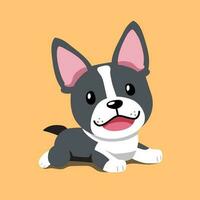 Cartoon a cute boston terrier dog vector