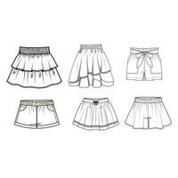 Girls Skirt flat sketch vector