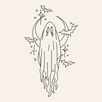 ghost cartoon character, cute Halloween vector illustration