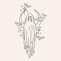 fantasma dibujos animados personaje, linda Víspera de Todos los Santos vector ilustración