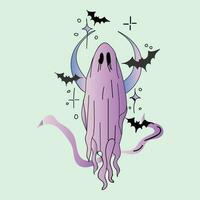 fantasma dibujos animados personaje, linda Víspera de Todos los Santos vector ilustración