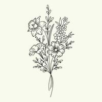 Beautiful realistic hand-drawn artistic floral vintage bouquet  composition decorative sketch vector