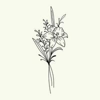 Beautiful realistic hand-drawn artistic floral vintage bouquet  composition decorative sketch vector