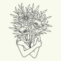 hermosa realista dibujado a mano artístico floral Clásico ramo de flores composición decorativo bosquejo vector