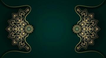 luxury green background, with golden mandala ornament vector