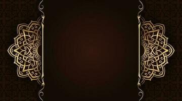 brown background, with gold mandala decoration vector