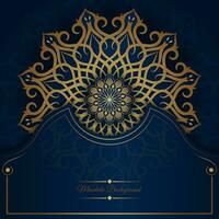 Blue background with mandala ornament vector