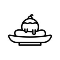 banana split black white icon in line style vector