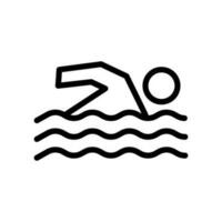 swimming black white icon in line style. icons for logos, websites, apps, and more vector