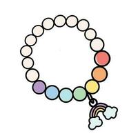 Kids jewelry. Drawing of bracelet from colorful beads for children isolated on white. vector