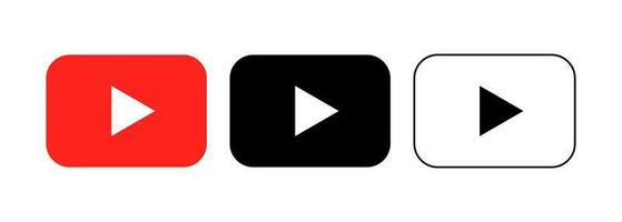 Set of neon youtube ui ux icons. vector