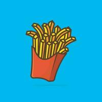 Design illustration of delicious french fries in carton pack isolated vector illuustration design