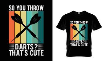 Funny Dart Player Retro Vintage Dart Throwing T Shirt Design vector