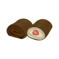toalla crepe rodar pastel chocolate sabor ilustración logo vector