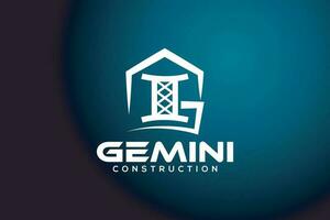 Gemini construction logo design vector template