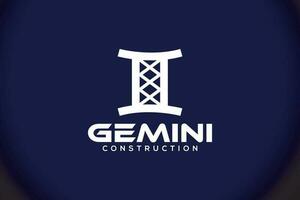 Gemini construction logo design vector template