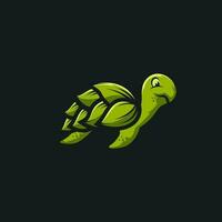 vector verde hoja Tortuga logo ilustración