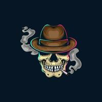 Vector Smoking Skull Design Illustration