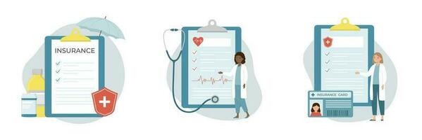 Health insurance, medical insurance. Medicine and healthcare concept. Isolated vector illustration