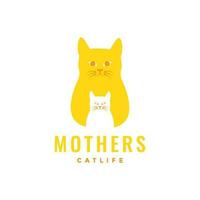 animal pets cat and kitten family mascot cute modern logo design vector