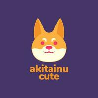 animal mascotas perro perrito akita inu cabeza mascota dibujos animados linda logo diseño vector