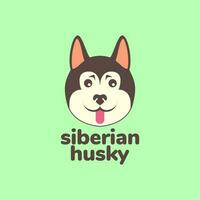 animal pets dog puppy siberian husky cute mascot cartoon logo design vector