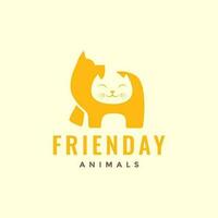 animal pets dog and cat flat mascot modern logo design vector