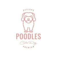 animal pets dog poodle mascot line art cute logo design vector