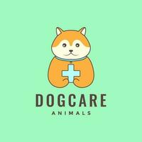 animal pets dog akita inu care healthcare clinic mascot logo design vector