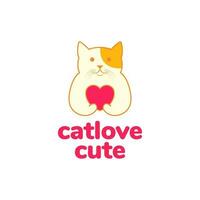 animal pets cat hug love heart mascot cartoon cute logo design vector