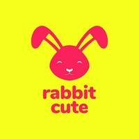 animal pets bunny rabbit cute mascot simple smile logo design vector