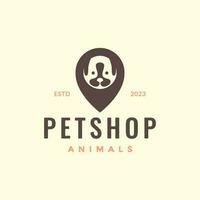 animal pets dog pet shop point map place modern mascot logo design vector