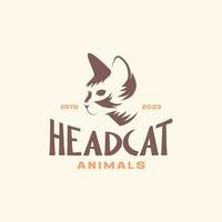 animal pets cat kitten head mascot vintage old logo design vector