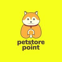 animal mascotas perro akita inu la tienda de animales punto mapa mascota logo diseño vector