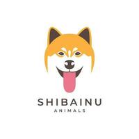 animal pets dog shiba inu head mascot colorful logo design vector