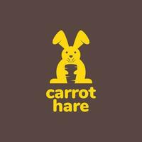 animal pets rabbit hare bunny carrot food flat modern simple logo design vector