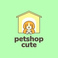 animal pets puppy dog beagle home cage mascot cartoon cute logo design vector