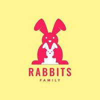 animal pets rabbit hare bunny family cute mascot cartoon simple logo design vector