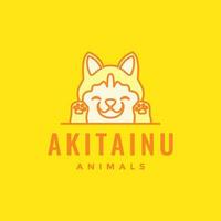 animal pets dog puppy akita inu mascot happy cartoon logo design vector