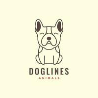 boston terrier puppy dog pets line art mascot cartoon cute logo icon vector illustration