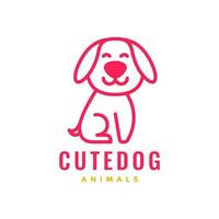 puppy dog pets cute line art minimal modern mascot cartoon logo vector icon illustration