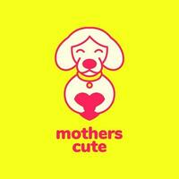 mother dog love heart mascot cartoon cute logo icon vector illustration