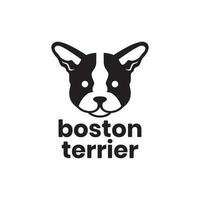 boston terrier dog pets minimal mascot cartoon simple logo icon vector illustration