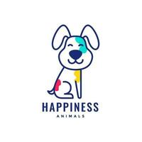 puppy dog pets cute line art abstract colorful modern mascot cartoon logo vector icon illustration