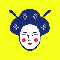 Japón mujer belleza cultura tradicional vistoso mascota logo vector icono ilustración