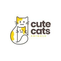 cat and kitten mother family cute modern lines art abstract colorful mascot logo vector icon illustration