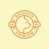 cat pets head minimal lines circle badge simple mascot logo vector icon illustration