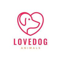 dog lover pets heart lines minimal modern simple modern mascot logo vector icon illustration