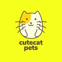 kitten cat pets fat cute happy colorful modern mascot cartoon logo vector icon illustration